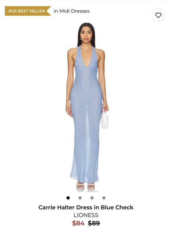 Lioness Dresses & Skirts - Lioness Blue Check Carrie Halter Midi Dress